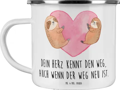 Produktbild von Mr. & Mrs. Panda Teetasse Trennung von den Eltern - Weiß - Geschenk, Trost, Hoffnung, Emaille Tasse, Vertrauem, Geschenkideen, schwierige Zeiten, Vertrauen, Trostspender