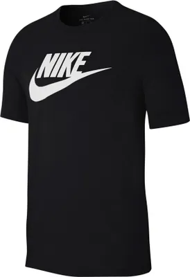 A black Nike t-shirt with a white Nike logo on the chest.