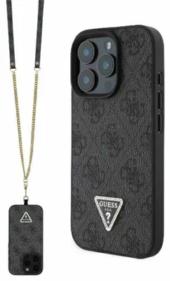 Obrázek produktu pro Case Guess GUHCP16XP4TDSCPK Apple iPhone 16 Pro Max hardcase Leather Metal Logo Strass Crossbody black