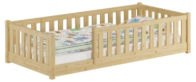 Produktbild von Kinderbett, Bodenbett mit dreiseitiger Sicherung 80x180 Kiefer natur lackiert V-60.77-08-180ohne Zubehör