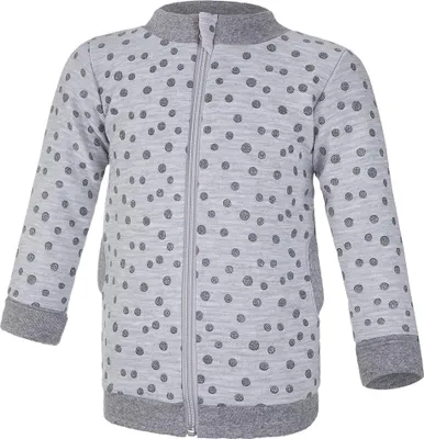 Produktbild von Zip Up Sweatjacke für Kinder  gefüttert GLANZ Outlast® - Grau Meliert Graue Tupfen/Babyrosa