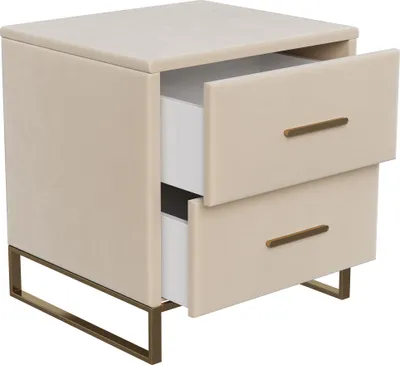 Produktbild von Fortuna Lai Nachttisch 40x50 cm, 2 Stück | 2 Schubladen, Goldene Metallfüße, Eleganter Samtbezug, Max. Belastung 80kg