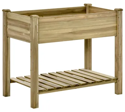 Immagine prodotto di Fioriera Rialzata con Ripiano Inferiore 91x51x76 cm per Giardino e Balcone in Legno