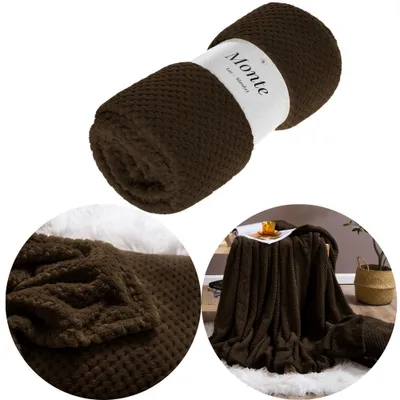 Zdjęcie produktu dla Koc MONTE 75x150 cm — gruby pled dekoracyjny, kolor brązowy