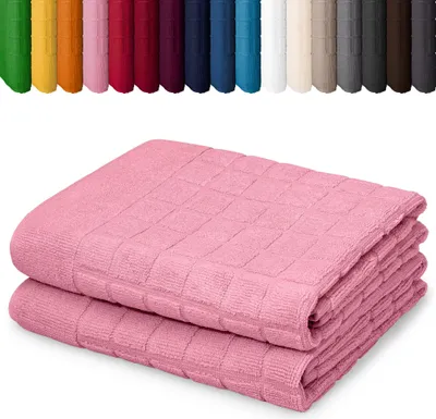 Produktbild von DOPPELPACK Duschvorleger 50 x 70cm Badvorleger Vorleger Badematte Badteppich 100% Baumwolle, Farbe: Rosa