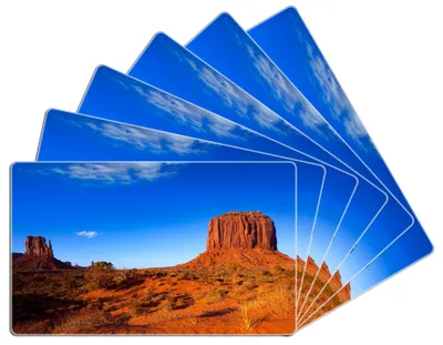 Produktbild von Wallario Frühstücksbrettchen 6er Set aus Glas, je 14 x 23 cm, mit rutschfesten Füßen, Motiv Monument Valley am Abend I