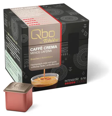 Produktbild von Tchibo Qbo Caffè Crema Menos Cafeína Premium Kaffeekapseln, 27 Stück (Caffè, Intensität 5/10, mild und süßlich, entkoffeiniert), nachhaltig & aus 70% nachwachsenden Rohstoffen¹