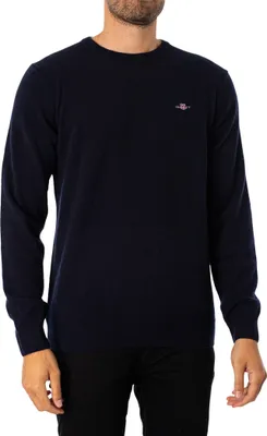 Produktbild von Gant Pullover Rundhals dunkelblau einfarbig Wolle normale Passform