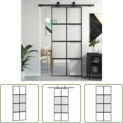 Immagine prodotto di The Living Store Porta scorrevole nera 90x205 cm in vetro temperato e alluminio