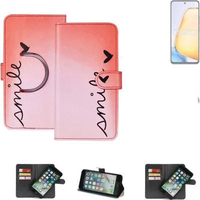 Produktbild von K-S-Trade Schutzhülle Handyhülle kompatibel mit Vivo Y200i 5G Hülle cover bookstyle Etui ''smile'' rot Standfunktion Kameraschutz (1Stk)