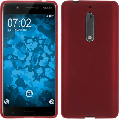 Produktbild von PhoneNatic Case für Nokia 5 Hülle Silikon rot matt Cover 5 Tasche + 2 Schutzfolien