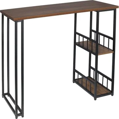 Image de WOLTU BT25hei Table de bar Table de bistrot avec 2 étagères,Table de comptoir en panneaux de particules et acier 120x50x105cm,Chêne clair