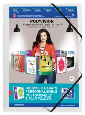 Productafbeelding van Oxford Polyvision hoekmap, A4, transparant, met 3 flappen, 12 stuks