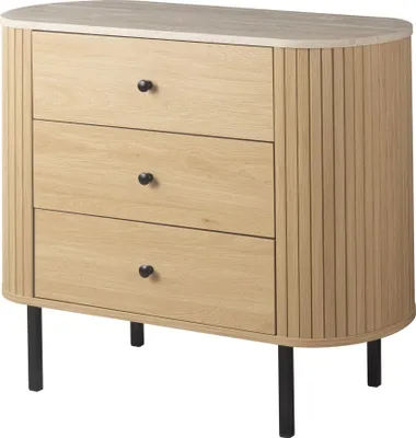 Produktbild von finori Kommode Fabia 03A Nachbildung Travertin / Nachbildung Eiche 80x72x40 cm
