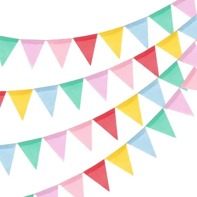 Produktbild von Wimpelkette Outdoor Pastell 12 m Wetterfest Girlande für Garten 3 Stück