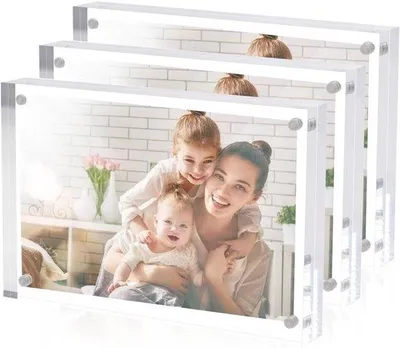 Zdjęcie produktu dla Wolnostojące ramki do zdjęć z akrylu, przezroczyste, zestaw 3 sztuk