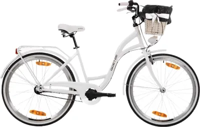 Produktbild von Goetze Style 26 Zoll City Bike, 43 cm ALU Rahmen, 3-Gang Shimano Nexus, Rücktrittbremse & V-Bremse, LED-Beleuchtung, Gepäckträger, Rattankorb mit Bezug
