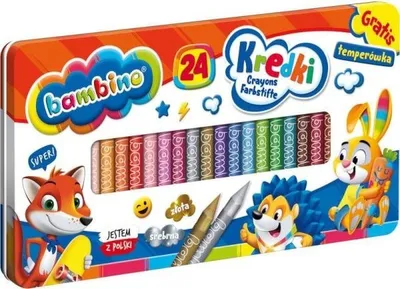 Image de Crayons en argile kaolin 24 couleurs + taille-crayon Boîte métal Bambino