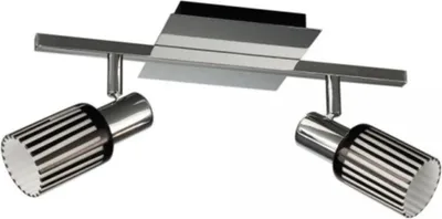 Produktbild von Energiespar Spotbalken Spot Chrom 2 Flammig Glas Schwarz Weiss