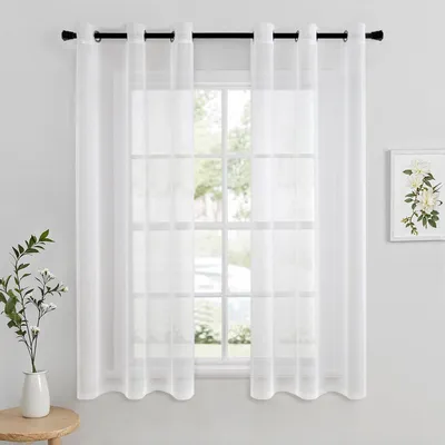 Produktbild von Transparente Voile Gardinen mit Ösen 102x175 cm Set von 2 Weiß