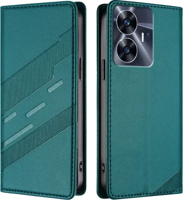 Produktbild von Hülle für Realme C55 4G, Kunstleder Brieftaschen Handyhülle mit Kartenfach und Standfunktion Grün