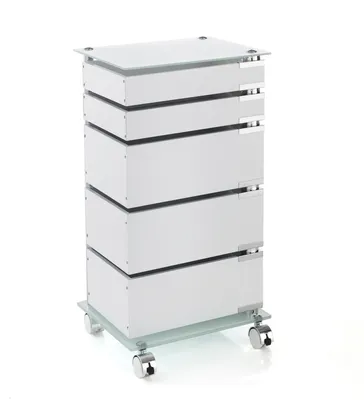 Produktbild von ORESTE LUCHETTA EASY 5/C Kommode mit Rollen - 5 Schubladen aus mattweiß lackiertem MDF