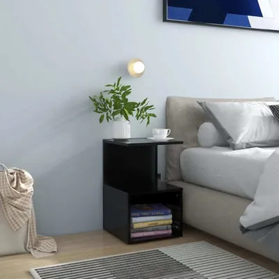Produktbild von vidaXL Nachttische 2 Stk. Schwarz 35x35x55 cm Holzwerkstoff