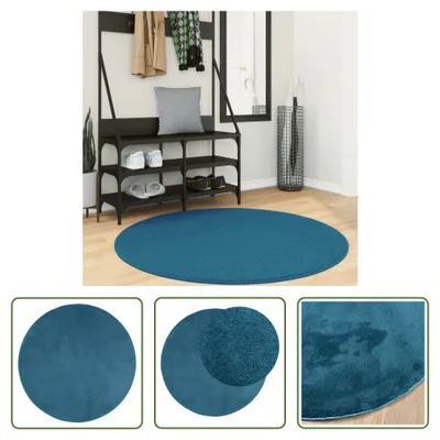 Immagine prodotto di The Living Store Tappeto OVIEDO a pelo corto turchese Ø 120 cm