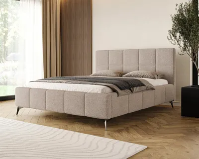 Produktbild von Chilly Möbel Design Bett Miria - Polsterbett mit stabilem Metallrahmen, Bettkasten und Stauraum 180x200 cm / Bouclé Soft / Dunkelbeige