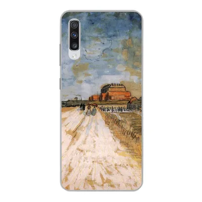 Produktbild von MuchoWow® Handyhülle Schutzhülle Hülle für Samsung Galaxy A70 Straße entlang der Stadtmauern von Paris - Vincent van Gogh Silikon Softcase Handy Hülle - Schutzhaube