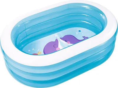 Zdjęcie produktu dla Intex 5748NP, basen dla dzieci, 163 x 107 x 46 cm, 3 nadmuchiwane, przezroczyste pierścienie, z zaworem spustowym, w zestawie łatki naprawcze