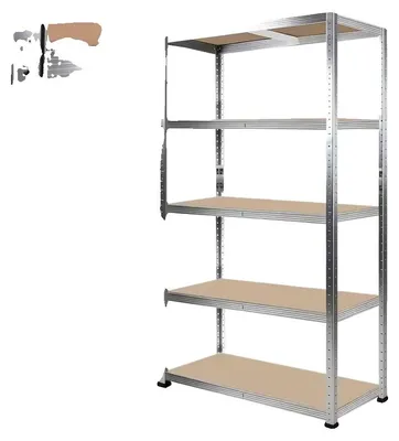 Immagine prodotto di Scaffale a 5 ripiani, regolabile in altezza, struttura robusta, 2 m, bianco, 90 x 40 cm