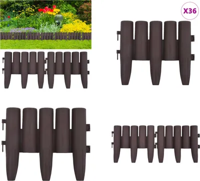 Image de vidaXL Bordure de pelouse 36 pcs. marron 10 m PP - Bordure de pelouse - Bordure de pelouse - Bordure de pelouse - Bordure de pelouse