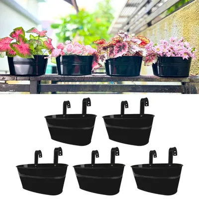 Obrázek produktu pro Květináče z kovu, 30 cm, sada 5 kusů, vhodné na balkon a zábradlí