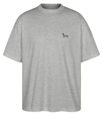 Produktbild von Spreadshirt Dackel Stickerei Oversize Uni T-Shirt, M, Grau meliert