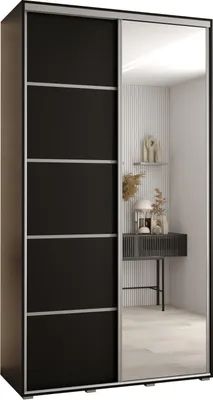 Produktbild von MEBLE KRYSPOL Davos 5 Schrank, zwei Türen - 235,2x130x45 cm - Schwarz Schwarz Silber