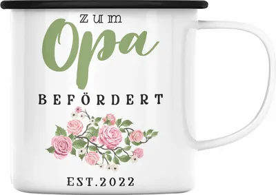 Produktbild von Trendation - Du Wirst Opa 2022 Emaille Tasse Geschenk Schwangerschaft Verkünden Großvater Überraschung Baby Emaille Emaille Tasse Opa Befördert 2022 (Schwarz)