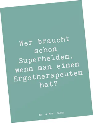 Produktbild von Mr. & Mrs. Panda Postkarte Spruch Ergotherapeut Held - Meeresbrise - Geschenk, Ansichtskarte, Fotokarte, Berufsleben, kreative Geschenke, Beruf, Postkarten, einzelkarte