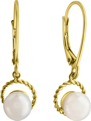 Produktbild von V Ohrhänger 375/- Gold 2,5cm gelb Perle weiß 273330026-2
