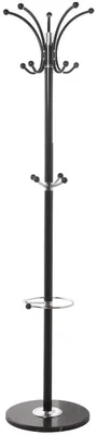 Produktbild von DRW Garderobenständer aus Metall mit schwarzem Marmorsockel, 36 x 175 cm