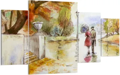 Produktbild von Bild auf Leinwand - Leinwandbild - Wetter regen herbst park - 160x90cm - Wand Bild - Wanddeko - Leinwanddruck - Bilder - Kunstdruck - Wanddekoration - Leinwand bilder - Wandkunst - DL160x90-2914