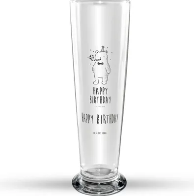Produktbild von Mr. & Mrs. Panda Bierglas Bär Geburtstag - Transparent - Geschenk, Glasbierglas, Glasbecher, Bierbecher, Alles Gute, Bier Glas, Trinkglas, Glückwunsch, Happy Birthday