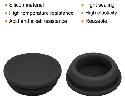 Produktbild von 6 Stš¹ck Silikonstopfen Silikon Lochstopfen, 24 mm Montagedurchmesser Schmale Nutbreite 2.5 mm Rund Gummistopfen Blindstopfen Abdeckstopfen fš¹r Kš¹chen Bulkheads Schwarz