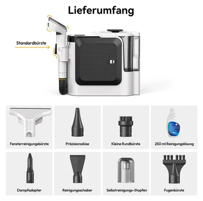 Produktbild von Teppich Dampfreiniger F1 - Handdampfsauger - 100 °C Dampf - 16 kPa Saugkraft - 1800 W - 3 Wassertanks - Mehrere Düsen