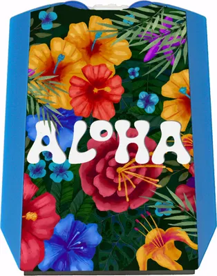 Image de Motif floral avec inscription Aloha Disque de stationnement avec deux jetons de caddie