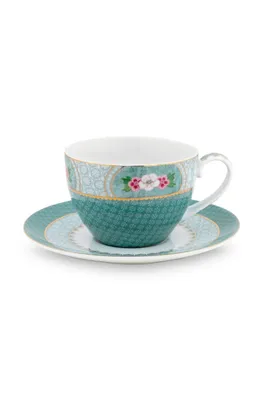 Produktbild von PIP STUDIO Blushing Birds Tasse mit Untertasse blue 0,28 l