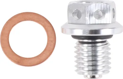Image de Bouchon De Vidange Magnétique M12X1.5 En Alliage D'Aluminium Avec Rondelle En Cuivre Ton Argent
