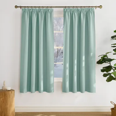 Zdjęcie produktu dla Zasłony zaciemniające z falbaną, zestaw 2 sztuk, wymiary 160 cm (wysokość) x 140 cm (szerokość), kolor: letni zielony