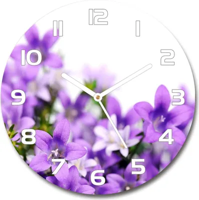 Produktbild von Wanduhr aus Glas 30fi Glasbild Glasuhr Gehärtetes Glas - weisse-zeiger - Purple bells