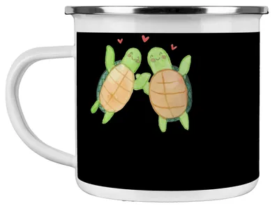 Produktbild von Mr. & Mrs. Panda becher emaille 50. Hochzeitstag - Schwarz - Geschenk, gemeinsame Erinnerungen, Teetasse, Heirat, Tasse, 50 Jahre, emaillebecher, wanderbecher, Haferl